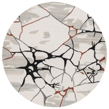 Safavieh 6 x 6 ft. Metro Contemporary Hand Tufted Round Area Rug; Ivory & Grey MET884F-6R